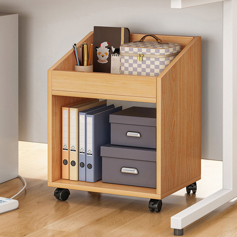 Wood Bookshelf Open Back Contemporary Bookcase for Home Office