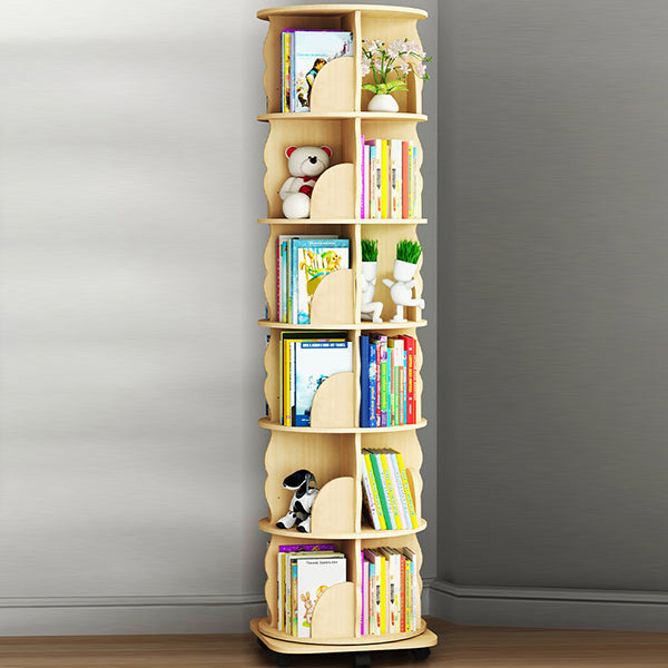 Wood Bookcase, 18.5" W, Cylinder Multi Tiers Bookcase Shelve for Bedroom