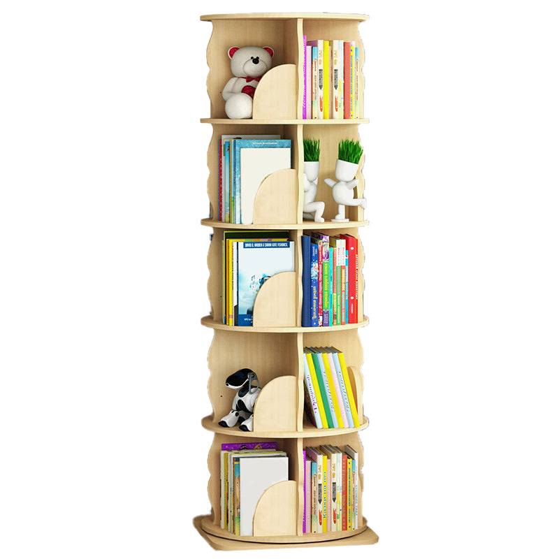 Wood Bookcase, 18.5" W, Cylinder Multi Tiers Bookcase Shelve for Bedroom