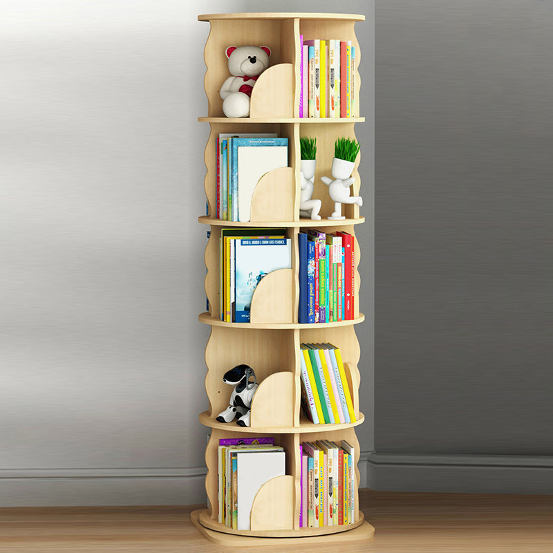 Wood Bookcase, 18.5" W, Cylinder Multi Tiers Bookcase Shelve for Bedroom