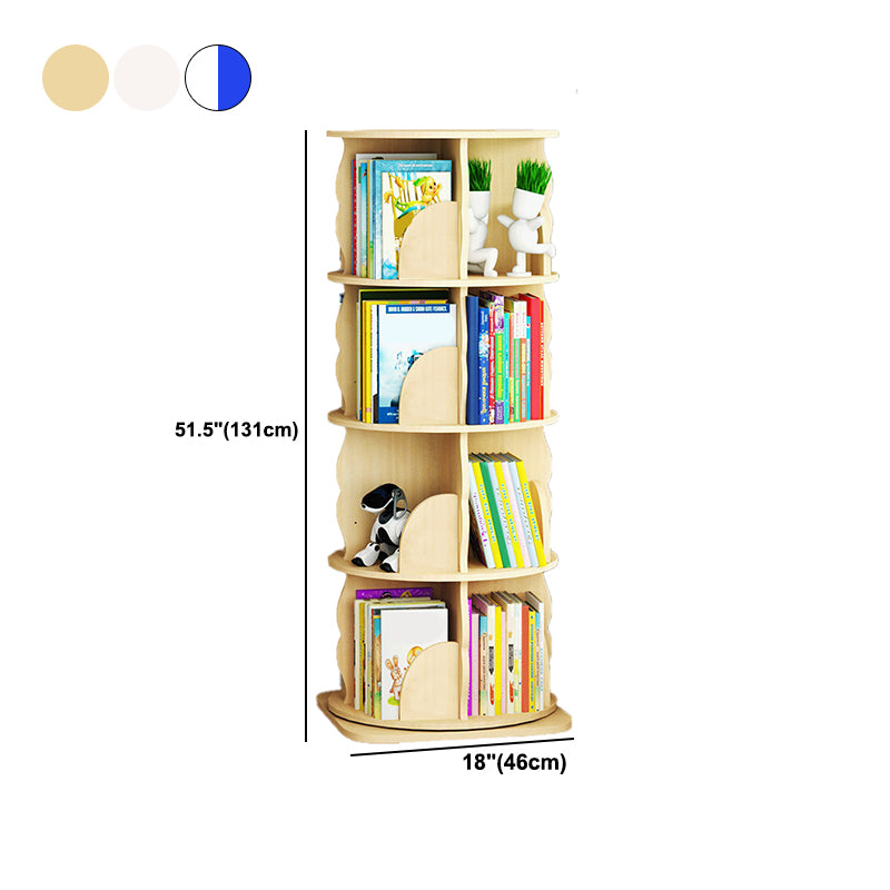 Wood Bookcase, 18.5" W, Cylinder Multi Tiers Bookcase Shelve for Bedroom