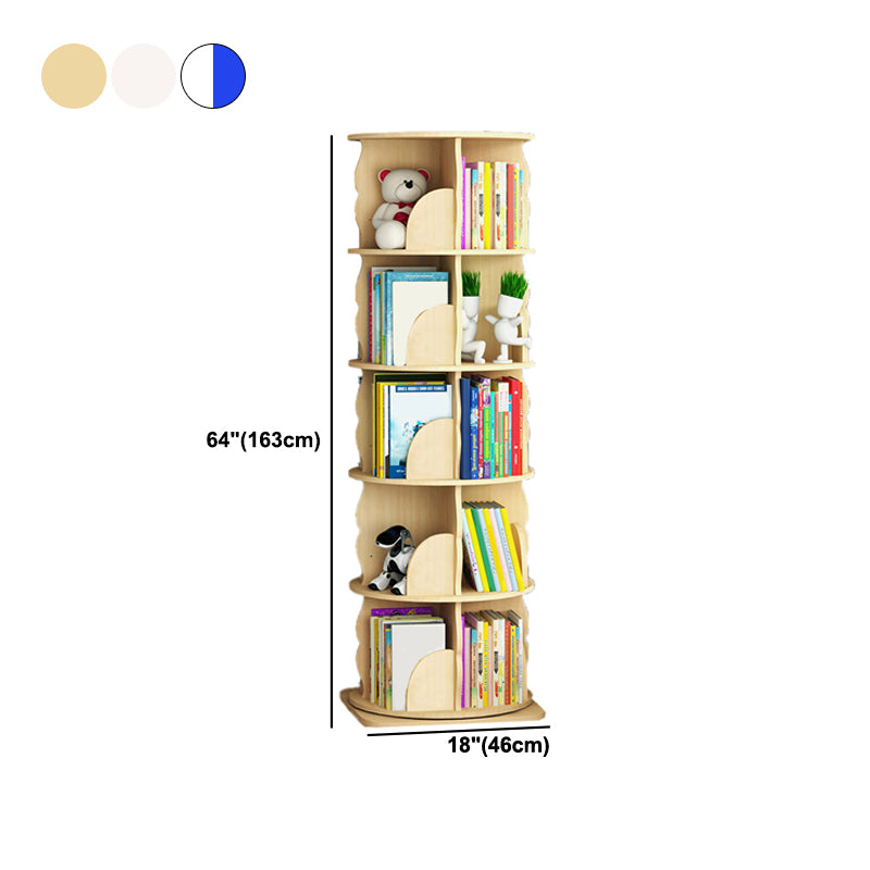 Wood Bookcase, 18.5" W, Cylinder Multi Tiers Bookcase Shelve for Bedroom