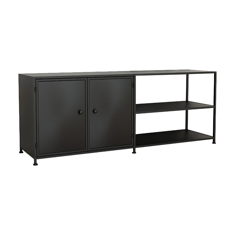 Industrial TV Media Console Metal TV Stand Console with Shelves