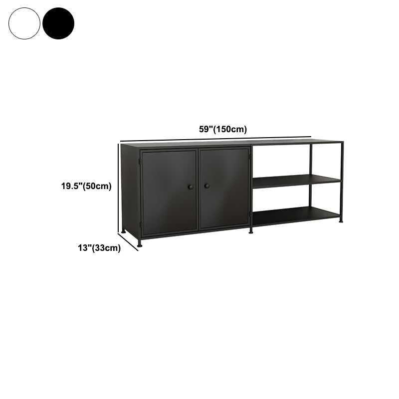 Industrial TV Media Console Metal TV Stand Console with Shelves