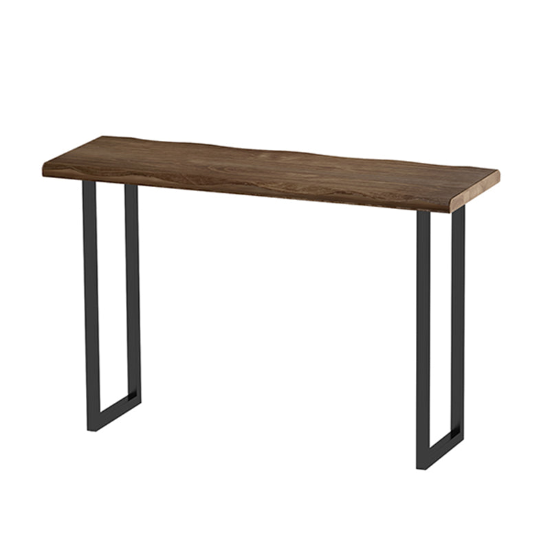 Natural and Black Bar Table Modern Sled Solid Wood Balcony Bar Dining Table