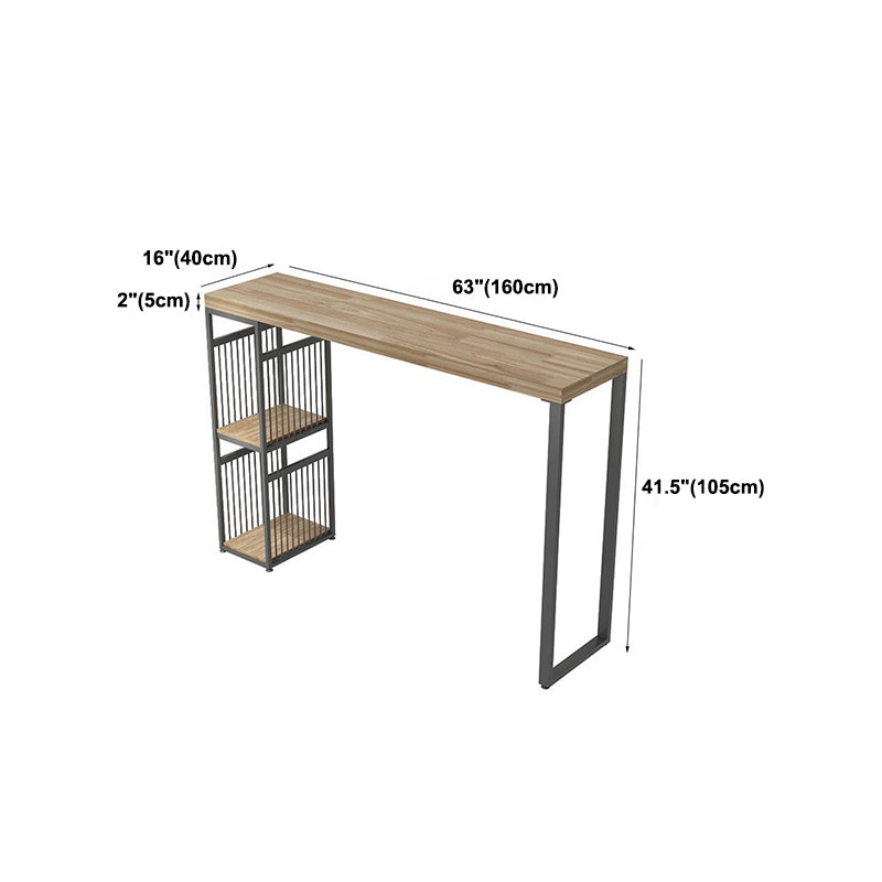 Modern Bistro Accent Dining Table with Storage Double pedestal Wood Patio Bar Table