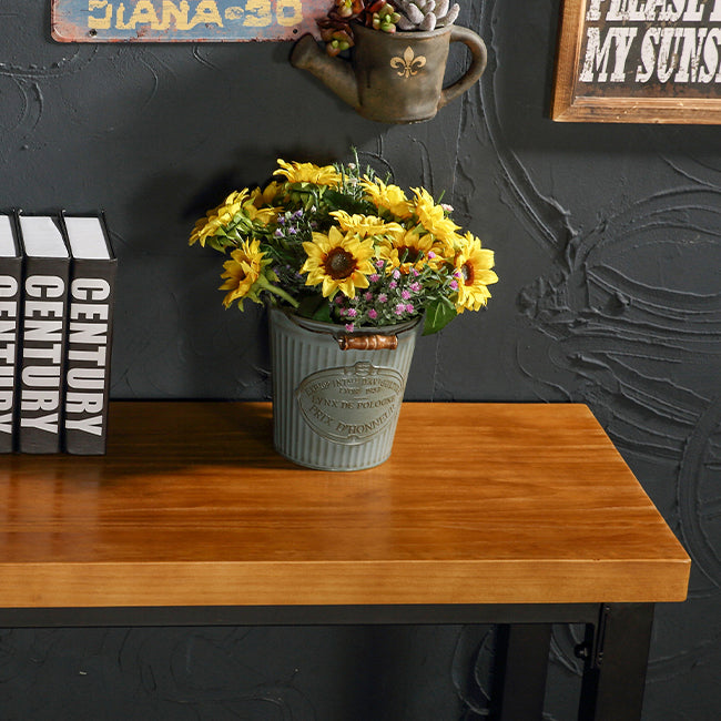 Industrial Natural Bistro Bar Desk Footrest Pine Solid Wood Bistro Bar Table