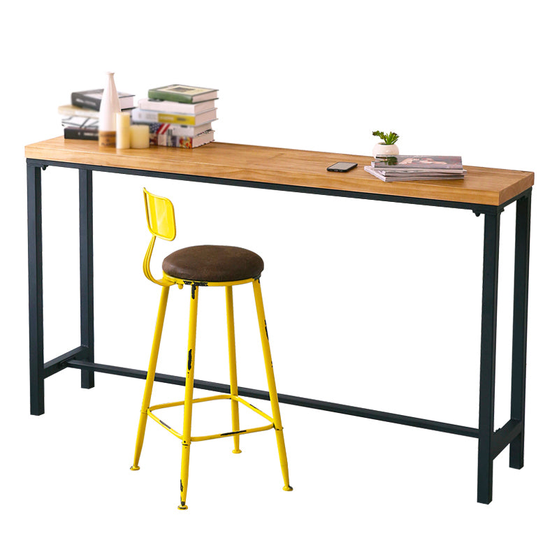 Rectangle Indoor Pub Height Dining Table Trestle Bistro Table with Footrest