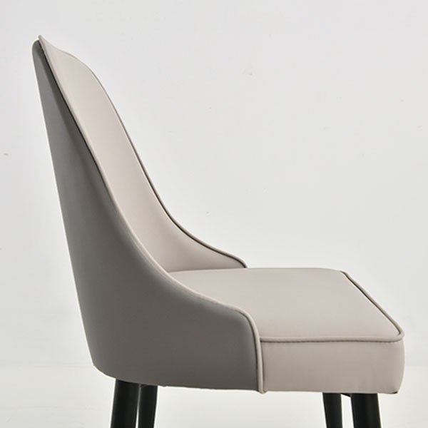 Glam Faux Leather Dining Chair Parsons Chair with Steel Legs in Matte Finish for Home