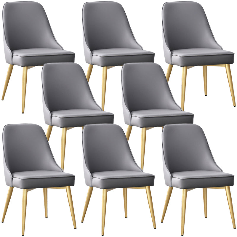 Glam Faux Leather Dining Chair Parsons Chair with Steel Legs in Matte Finish for Home