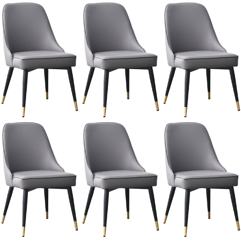 Glam Faux Leather Dining Chair Parsons Chair with Steel Legs in Matte Finish for Home