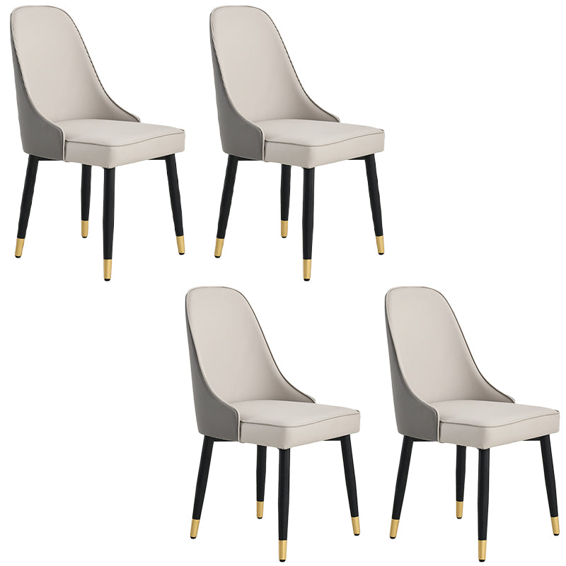 Glam Faux Leather Dining Chair Parsons Chair with Steel Legs in Matte Finish for Home