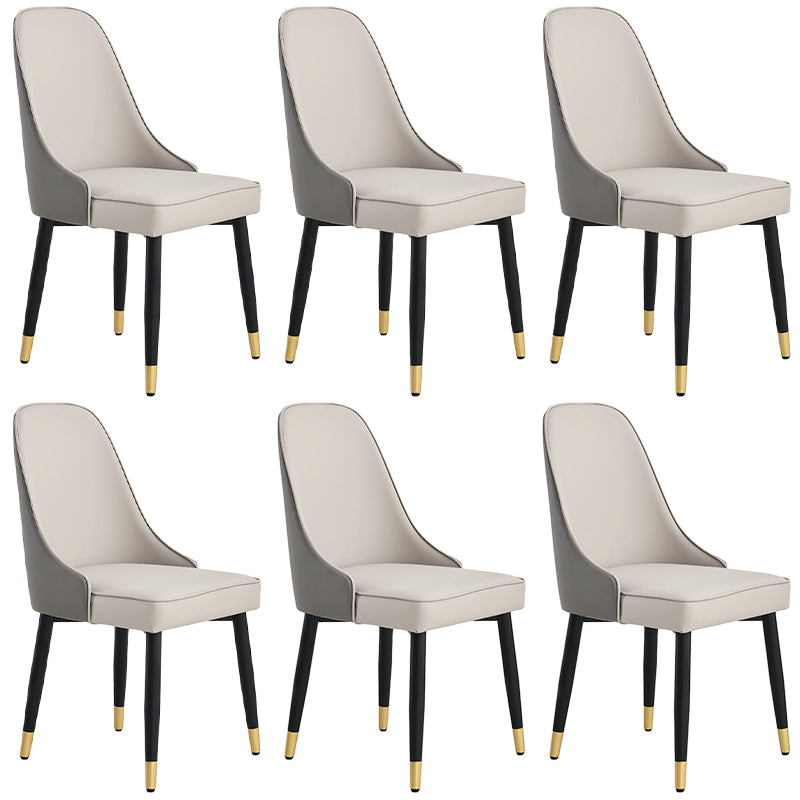 Glam Faux Leather Dining Chair Parsons Chair with Steel Legs in Matte Finish for Home