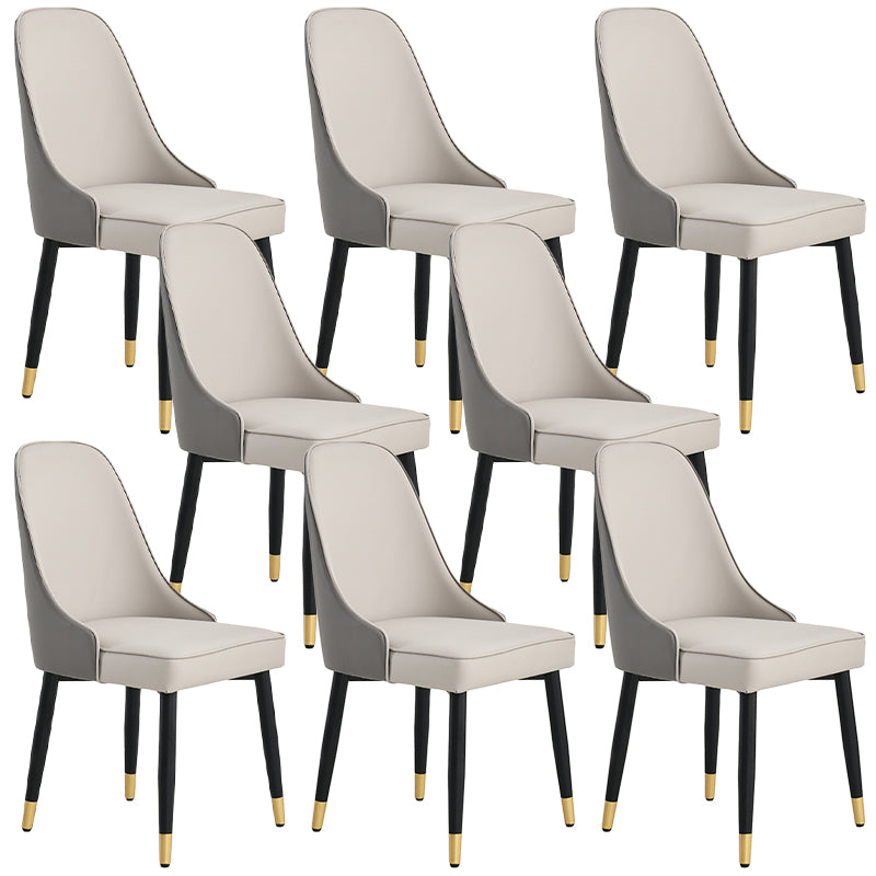 Glam Faux Leather Dining Chair Parsons Chair with Steel Legs in Matte Finish for Home