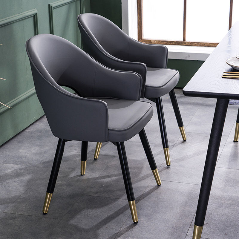 Glam PU Leather Dining Chairs Open Back Dining Side Furniture in Matte Finish