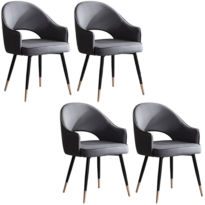 Glam PU Leather Dining Chairs Open Back Dining Side Furniture in Matte Finish