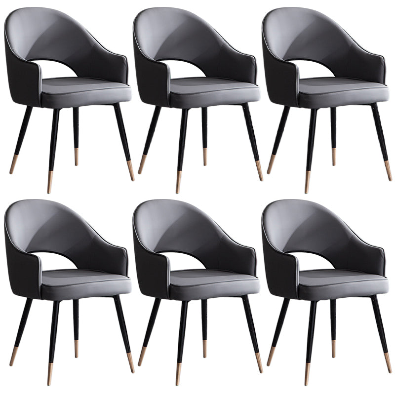 Glam PU Leather Dining Chairs Open Back Dining Side Furniture in Matte Finish