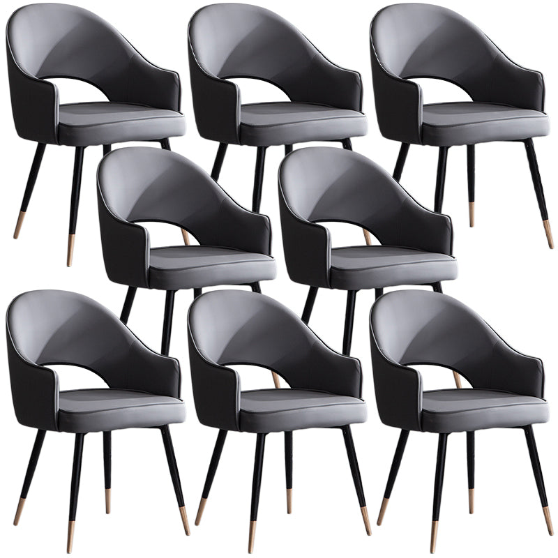 Glam PU Leather Dining Chairs Open Back Dining Side Furniture in Matte Finish