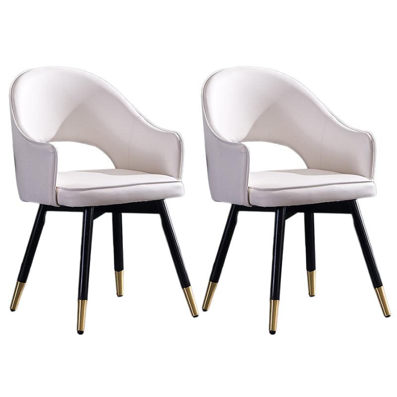 Glam PU Leather Dining Chairs Open Back Dining Side Furniture in Matte Finish