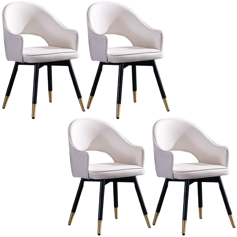 Glam PU Leather Dining Chairs Open Back Dining Side Furniture in Matte Finish