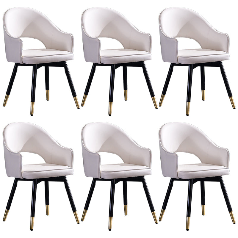 Glam PU Leather Dining Chairs Open Back Dining Side Furniture in Matte Finish