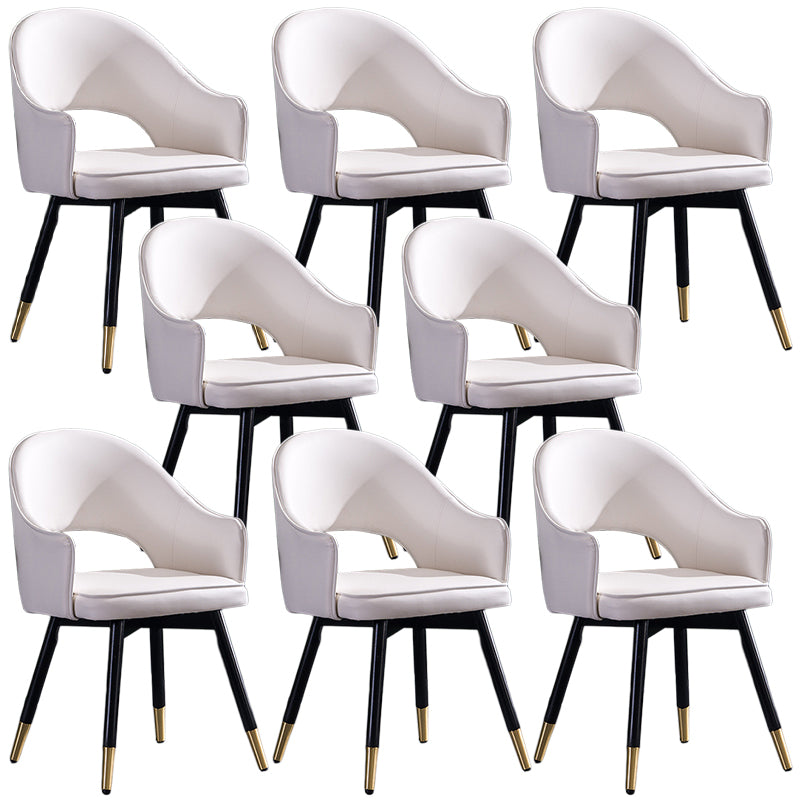 Glam PU Leather Dining Chairs Open Back Dining Side Furniture in Matte Finish