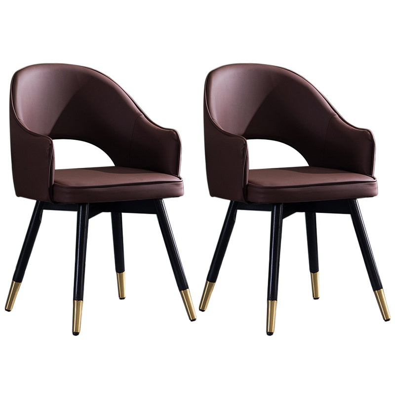 Glam PU Leather Dining Chairs Open Back Dining Side Furniture in Matte Finish