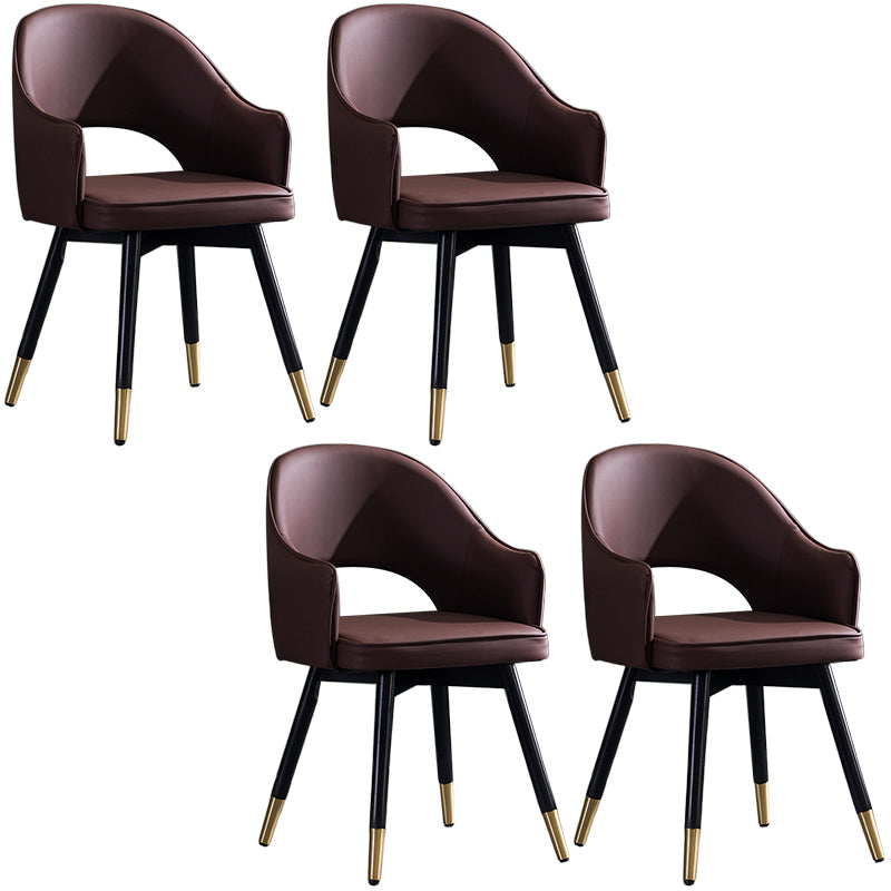 Glam PU Leather Dining Chairs Open Back Dining Side Furniture in Matte Finish