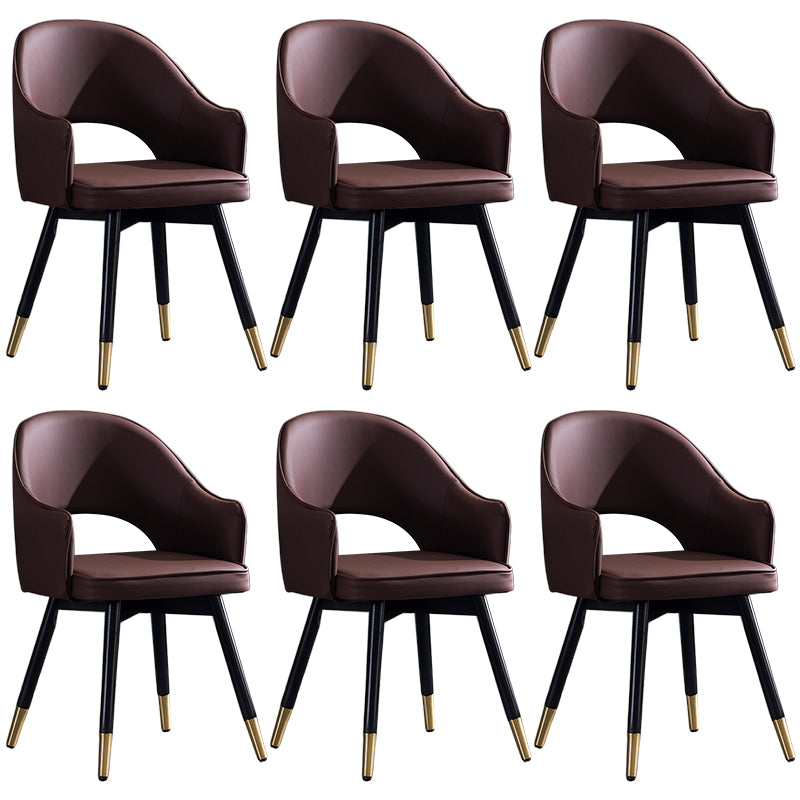 Glam PU Leather Dining Chairs Open Back Dining Side Furniture in Matte Finish