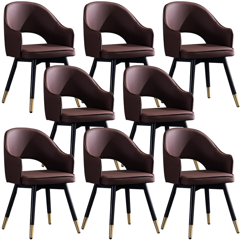 Glam PU Leather Dining Chairs Open Back Dining Side Furniture in Matte Finish