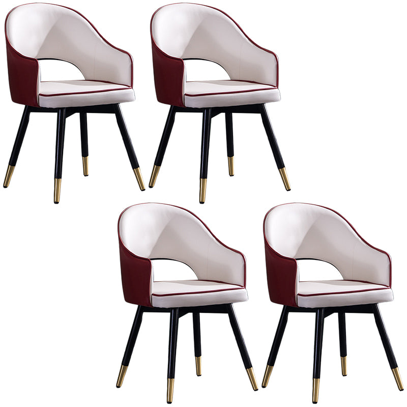 Glam PU Leather Dining Chairs Open Back Dining Side Furniture in Matte Finish