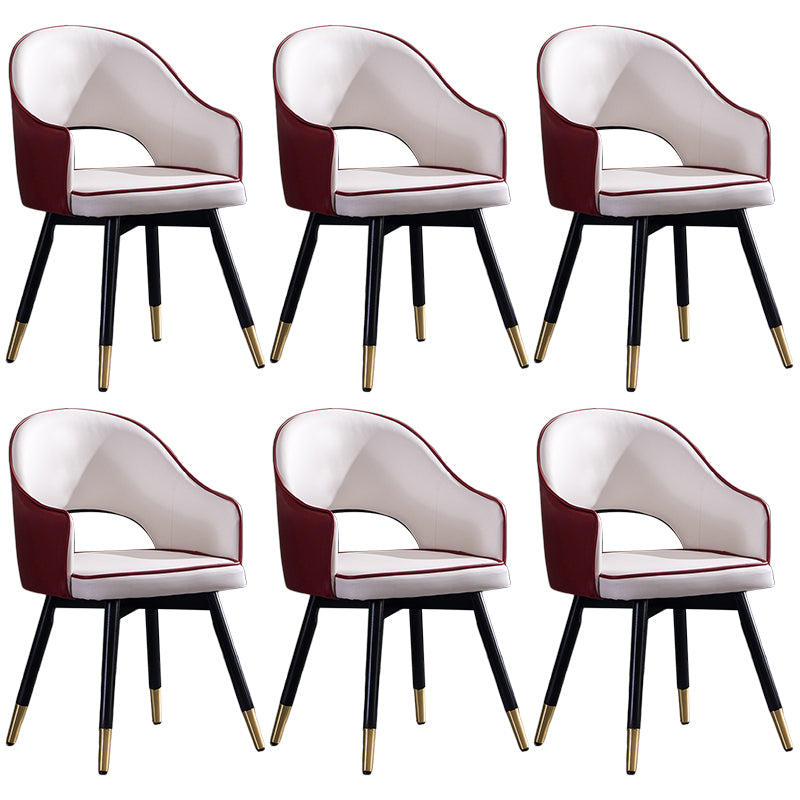 Glam PU Leather Dining Chairs Open Back Dining Side Furniture in Matte Finish