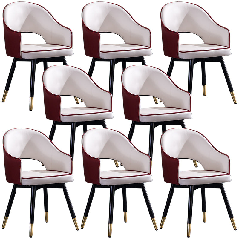 Glam PU Leather Dining Chairs Open Back Dining Side Furniture in Matte Finish