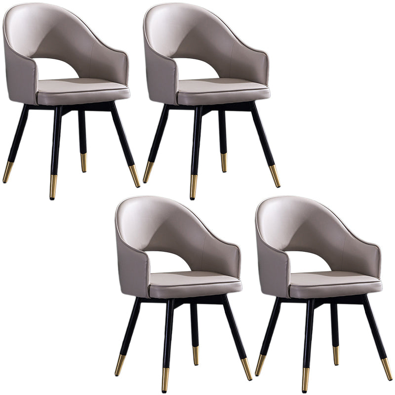 Glam PU Leather Dining Chairs Open Back Dining Side Furniture in Matte Finish