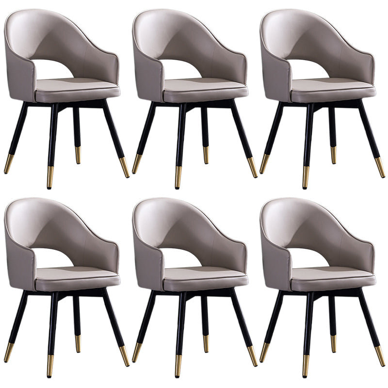 Glam PU Leather Dining Chairs Open Back Dining Side Furniture in Matte Finish