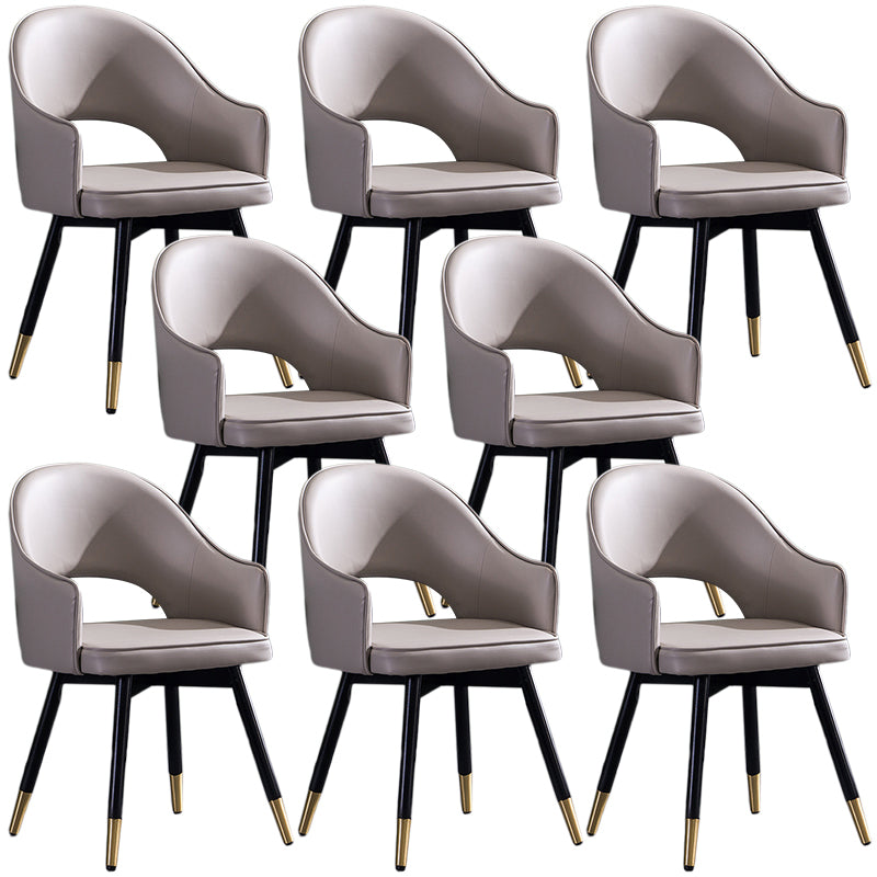 Glam PU Leather Dining Chairs Open Back Dining Side Furniture in Matte Finish