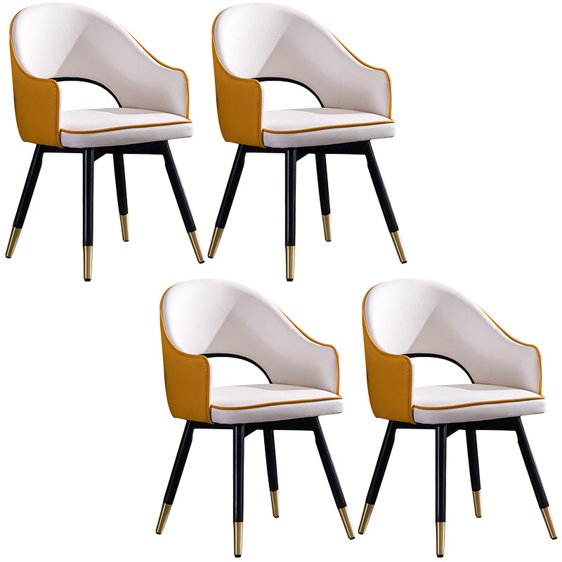 Glam PU Leather Dining Chairs Open Back Dining Side Furniture in Matte Finish