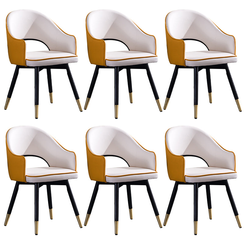 Glam PU Leather Dining Chairs Open Back Dining Side Furniture in Matte Finish