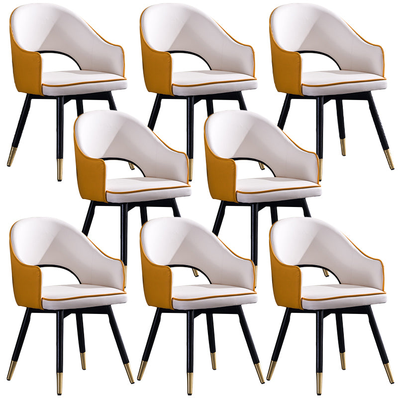 Glam PU Leather Dining Chairs Open Back Dining Side Furniture in Matte Finish