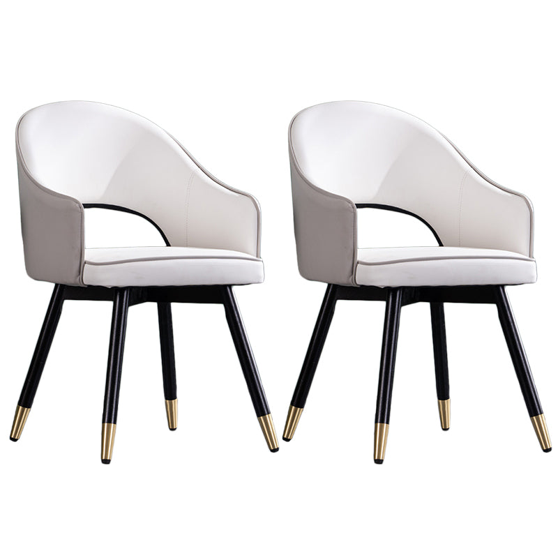 Glam PU Leather Dining Chairs Open Back Dining Side Furniture in Matte Finish