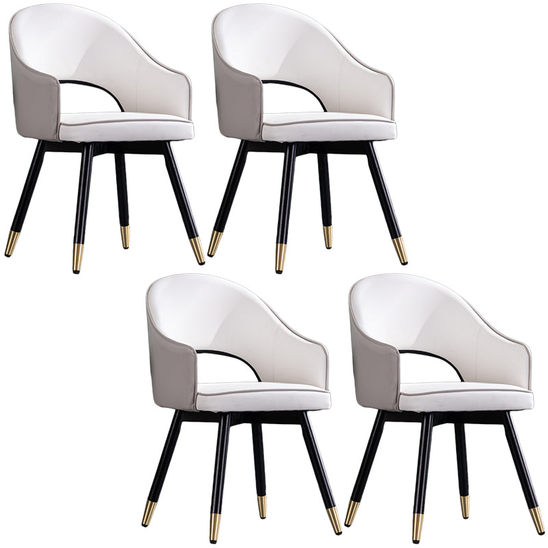 Glam PU Leather Dining Chairs Open Back Dining Side Furniture in Matte Finish