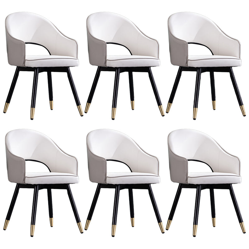 Glam PU Leather Dining Chairs Open Back Dining Side Furniture in Matte Finish