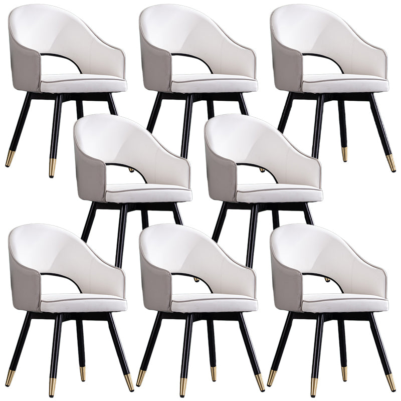 Glam PU Leather Dining Chairs Open Back Dining Side Furniture in Matte Finish