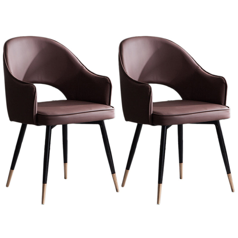 Glam PU Leather Dining Chairs Open Back Dining Side Furniture in Matte Finish