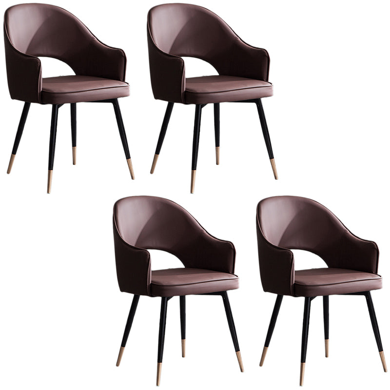 Glam PU Leather Dining Chairs Open Back Dining Side Furniture in Matte Finish