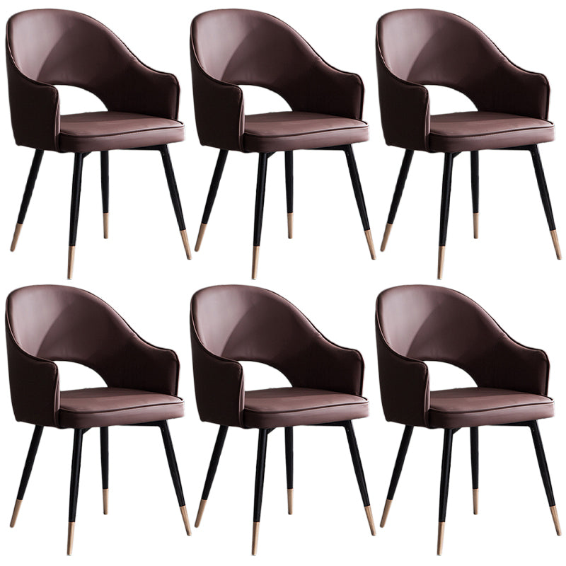 Glam PU Leather Dining Chairs Open Back Dining Side Furniture in Matte Finish