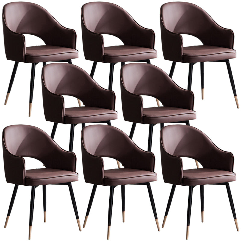 Glam PU Leather Dining Chairs Open Back Dining Side Furniture in Matte Finish