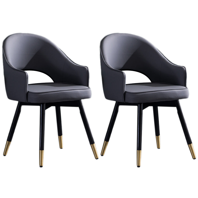 Glam PU Leather Dining Chairs Open Back Dining Side Furniture in Matte Finish