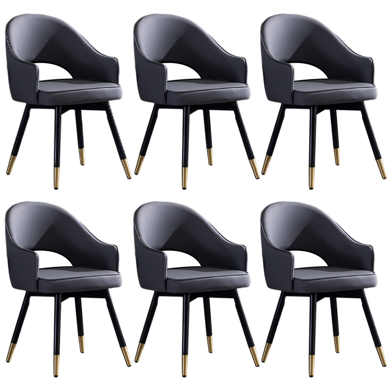 Glam PU Leather Dining Chairs Open Back Dining Side Furniture in Matte Finish