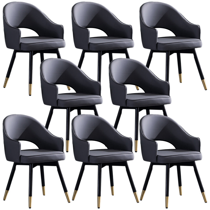 Glam PU Leather Dining Chairs Open Back Dining Side Furniture in Matte Finish